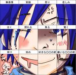  anger_vein bad_id bad_pixiv_id blue_hair blue_scarf blush chart face headset heart just_as_planned kaito male_focus sabuibo_maru saliva scarf solo sweat tears translated vocaloid 