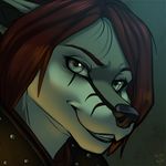  anthro canine clothed clothing dimikendal101 female gorsha_pendragon half-closed_eyes looking_at_viewer mammal simple_background smile solo teeth wolf 