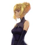  bare_shoulders blonde_hair elbow_gloves gloves guchico gundam gundam_tekketsu_no_orphans hair_bun kudelia_aina_bernstein purple_eyes sleeveless solo turtleneck 