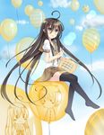  bad_id bad_pixiv_id balloon black_hair black_legwear brown_eyes brown_hair fei_miao highres holding holding_knife knife long_hair looking_at_viewer pleated_skirt school_uniform shakugan_no_shana shana skirt solo thighhighs very_long_hair zettai_ryouiki 