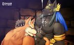  abs anubis canine colored deity duo licking male male/male mammal muscular nude pecs puzzle_&amp;_dragons set tongue tongue_out video_games zoharwolf 