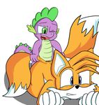  2_tails absurd_res anal blue_eyes canine cub dragon duo fox foxkai friendship_is_magic fur hi_res male male/male mammal miles_prower multiple_tails my_little_pony orange_fur size_difference sonic(series) sonic_(series) spike_(mlp) young 