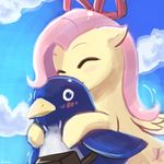  30minchallenge anime avian bird blush bow duo equine female fluttershy_(mlp) friendship_is_magic horse lumineko mammal my_little_pony pegasus penguin pony prinny wings 
