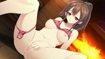  anus bra bra_lift breasts brown_hair censored drooling dutch_angle fire fireplace frilled_bra frills game_cg kaen_miso masturbation medium_breasts midara_na_mahou_tsukai_to_kyuuseishu mosaic_censoring nipples open_mouth panties panties_around_one_leg ponytail red_eyes scrunchie solo spread_legs thor_(midara_na_mahou_tsukai_to_kyuuseishu) underwear 