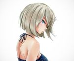  bare_shoulders blue_eyes blue_swimsuit brown_hair hamakaze_(kantai_collection) kantai_collection lips looking_back lrig parted_lips short_hair solo swimsuit 