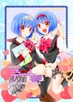  blue_hair dual_persona kurage_(kurage19) little_busters! multiple_girls nishizono_midori nishizono_mio red_eyes school_uniform short_hair tiara 