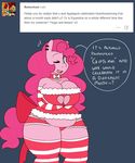  2015 anthro big_breasts breasts cleavage clothed clothing earth_pony english_text equine female friendship_is_magic hi_res horse mammal my_little_pony one_eye_closed pinkie_pie_(mlp) pony slightly_chubby solo somescrub text wink 