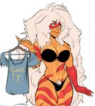  abs bra cleavage clothed clothing english_text female jasper_(steven_universe) muscular orange_eyes orange_skin panties pubes steven_universe text underwear 