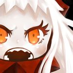  angry close-up commentary dress face horns kantai_collection looking_at_viewer lowres northern_ocean_hime open_mouth orange_eyes pale_skin portrait shinkaisei-kan solo white_dress white_hair white_skin zangetsumaru 