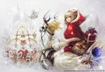  airship animal_ears au_ra blonde_hair boots cat_ears chocobo christmas elezen elf final_fantasy final_fantasy_xiv hat hyur lalafell miqo'te multiple_boys multiple_girls official_art pointy_ears roegadyn santa_costume santa_hat thigh_boots thighhighs 