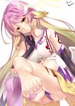  animal_ears ass bare_shoulders barefoot black_gloves blonde_hair breasts crop_top elbow_gloves feet gloves gradient_hair jibril_(no_game_no_life) large_breasts long_hair midriff multicolored_hair no_game_no_life outstretched_foot panties pink_hair purple_panties single_thighhigh skirt smile solo tattoo thighhighs underwear upskirt very_long_hair yappen yellow_eyes 
