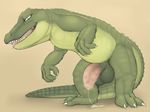  alligator anthro balls barefoot circumcised claws dripping erection front_view half-erect jetshark looking_at_viewer male naughty_face nude penis precum precum_string reptile saggy_balls scalie sharp_teeth slightly_chubby solo standing teeth tongue tongue_out 