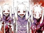  animal_ears bad_end bad_id bad_tumblr_id blood blood_from_mouth bloody_clothes crazy_eyes crazy_smile crying crying_with_eyes_open dying english fangs goat_ears goat_girl horns koyashaka monster_girl robe solo tears toriel undertale wide-eyed 
