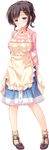 apron arms_behind_back blush brown_eyes brown_hair frills full_body highres jewelry long_sleeves looking_at_viewer love_love_princess necklace shoes short_hair socks solo standing transparent_background wori 