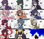  6+girls adapted_costume amamiya_hibiya azami_(kagerou_project) black_hair dark_konoha daze_(kagerou_project) ene_(kagerou_project) headphones hood hoodie kagerou_project kano_shuuya kido_tsubomi kisaragi_momo kisaragi_shintarou konoha_(kagerou_project) kozakura_marry long_hair multiple_boys multiple_girls paint_splatter red_eyes red_scarf scarf seto_kousuke short_hair tateyama_ayano vkekrdhs 