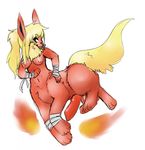  areola balls blonde_hair breasts codeine dickgirl erection fur hair intersex invalid_tag looking_at_viewer navel nintendo nipples nude penis pok&eacute;mon red_fur red_penis simple_background smile solo tapering_penis taur video_games white_background 