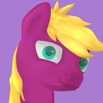  2015 blonde_hair blue_eyes equine fan_character friendship_is_magic fur hair headshot_portrait horse looking_at_viewer mammal my_little_pony omegasarting pony portrait purple_fur simple_background smile solo 