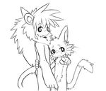  aged_down anthro black_and_white cat cub digital_drawing_(artwork) digital_media_(artwork) featureless_crotch feline kay_(whiteleo) leo_(whiteleo) line_art lion looking_at_viewer mammal monochrome pointing_at_viewer smile standing whiskers whiteleo young 