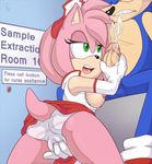  2015 amy_rose anthro black_nose breasts camel_toe clothing cosplay cum duo erection female gloves green_eyes hair handjob hedgehog male male/female mammal nipples nude open_mouth panties penetration penis pink_body pink_hair sonic_(series) sonic_the_hedgehog sword_art_online the_other_half underwear vaginal vaginal_penetration video_games 