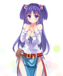  bad_id bad_pixiv_id bangs belt blue_hair breasts clannad cleavage hair_bobbles hair_ornament ichinose_kotomi large_breasts long_hair purple_eyes solo standing two_side_up yostxxx 