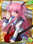  angel_beats! fang guitar instrument long_hair miyoshi_yun one_eye_closed pink_eyes pink_hair salute school_uniform serafuku sg shinda_sekai_sensen_uniform solo two_side_up yui_(angel_beats!) 