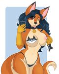  anthro big_breasts blue_hair breasts brown_eyes canine carmelita_fox cellphone clothed clothing collar female fox fur gloves hair half-dressed hi_res looking_at_viewer mammal multicolored_fur nipples one_eye_closed panties partially_clothed pasties phone puffy_nipples ryuu1ch1 selfie skimpy sly_cooper_(series) solo tongue tongue_out topless two_tone_fur underwear wink 