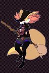  absurd_res anthro braixen breasts broom canine cleavage clothed clothing costume female fennec fox fur halloween hat hi_res holidays legwear looking_at_viewer magic_user mammal nintendo pok&eacute;mon raphfox red_eyes smile solo teeth video_games white_fur witch witch_hat 