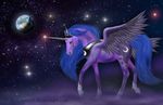  2011 artlover25 blue_hair cloud crown cutie_mark equine feathered_wings feathers female feral friendship_is_magic hair horn mammal my_little_pony planet princess_luna_(mlp) space star winged_unicorn wings 
