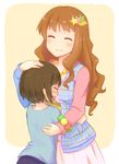  aki_inu brown_hair closed_eyes comforting crying height_difference hug idolmaster idolmaster_cinderella_girls long_hair maekawa_miku moroboshi_kirari multiple_girls petting short_hair tears 