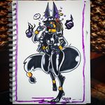  anubis canine dark_skin deity gynoidherring herring jackal mammal seshafi teckworks traditional_media_(artwork) 