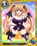  artist_request blonde_hair breasts card_(medium) character_name chess_piece covered_nipples detached_sleeves fake_horns fake_tail high_school_dxd large_breasts long_hair official_art purple_eyes rook_(chess) shidou_irina solo tail torn_clothes trading_card twintails v very_long_hair 