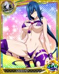  artist_request blue_hair blush breasts card_(medium) character_name chess_piece hair_between_eyes high_school_dxd jewelry kalawarner knight_(chess) large_breasts lingerie long_hair necklace official_art purple_legwear solo thighhighs torn_clothes torn_legwear trading_card underwear very_long_hair yellow_eyes 