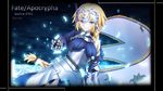  armor bad_id bad_pixiv_id banner blonde_hair blue_eyes character_name copyright_name fate/apocrypha fate_(series) gauntlets highres jeanne_d'arc_(fate) jeanne_d'arc_(fate)_(all) long_hair magicians_(zhkahogigzkh) sheath sheathed smile solo sword weapon 