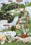  armored_vehicle bad_id bad_pixiv_id binoculars blonde_hair blood blue_eyes browning_m2 camouflage crying death dragunov_svd dust dutchko english firing ground_vehicle gun guro hat headwear_removed klmk_(camo) korean military military_hat military_uniform military_vehicle muzzle_flash open_mouth original ponytail rifle running saliva severed_leg severed_limb sniper_rifle tears trembling uniform war wargame:_red_dragon wargame_(series) weapon woodland_pattern 