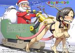  all_fours anal antlers ball_gag bdsm bell bell_collar black_hair bondage bound breasts christmas collar gag gagged ha_ku_ronofu_jin harness lactation large_breasts nipples nude original pet_play pony_play purple_eyes santa_claus sex_machine sleigh solo tears translation_request 