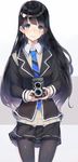  bad_id bad_pixiv_id black_hair black_legwear blue_eyes blush camera earrings hadean92 highres jewelry light_smile long_hair looking_at_viewer necktie original pantyhose parted_lips rolleiflex school_uniform skirt smile solo thighhighs twin-lens_reflex_camera 