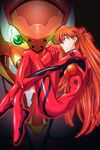  amanatsu_mikan blue_eyes bodysuit colorized eva_02 green_eyes leg_hug long_hair mecha neon_genesis_evangelion orange_hair plugsuit profile souryuu_asuka_langley very_long_hair 