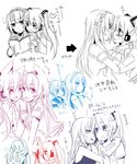  2girls animal_ears bad_id bad_pixiv_id blush book cat_ears chibi chibi_on_head hatsune_miku megurine_luka mizuki_(koko_lost) monochrome multiple_girls object_on_head on_head takoluka translated vocaloid yuri 