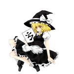  absurdres bad_id bad_pixiv_id blonde_hair braid full_body hair_ribbon hat highres kanji kirisame_marisa ribbon rimu_(kingyo_origin) side_braid smile solo touhou transparent_background witch_hat 