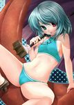  :p aqua_eyes aqua_hair bikini blue_eyes blue_hair colored_eyelashes eyelashes flat_chest heterochromia karakasa_obake md5_mismatch purple_umbrella red_eyes scarlet_(studioscr) short_hair solo spread_legs swimsuit tankini tatara_kogasa tongue tongue_out touhou umbrella 