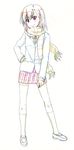  color_trace echigo_mitsutaka hair_ornament hairpin legs misaka_mikoto production_art scarf school_uniform skirt solo striped striped_scarf to_aru_kagaku_no_railgun to_aru_majutsu_no_index uniform 