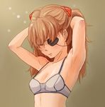  adjusting_hair armpits bad_id bad_pixiv_id bra brown_hair closed_eyes evangelion:_3.0_you_can_(not)_redo eyepatch hinokore lingerie long_hair neon_genesis_evangelion rebuild_of_evangelion shikinami_asuka_langley simple_background solo souryuu_asuka_langley underwear upper_body 