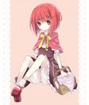  akai_ringo_(ookami-san) bad_id bad_pixiv_id basket bloomers bob_cut bobby_socks capelet dress mary_janes ookami-san red_eyes red_hair shoes shrie smile socks solo underwear 