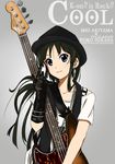  akiyama_mio black_hair blue_eyes engrish gloves guitar hat hikasa_youko instrument k-on! long_hair ranguage real_life real_life_insert saitoyu00 seiyuu_connection solo 