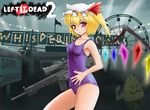  bad_id bad_pixiv_id battle_rifle blonde_hair flandre_scarlet gun h&amp;k_g3 hat heckler_&amp;_koch left_4_dead left_4_dead_2 moustachio one-piece_swimsuit parody purple_school_swimsuit purple_swimsuit red_eyes rifle school_swimsuit short_hair solo sumapan swimsuit touhou weapon wings 