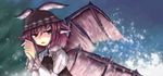  animal_ears bad_id bad_pixiv_id bow dot_heit feathers glitter hair_bow hands_clasped hat highres long_sleeves mystia_lorelei open_mouth own_hands_together pink_hair purple_eyes sad short_hair solo touhou wings 