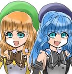  1girl aqua_eyes artist_request beret blue_hair blush bow brown_bow detached_sleeves furfur grey_bow hat long_hair non-web_source orange_hair otoko_no_ko umineko_no_naku_koro_ni zepar 