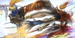  alternate_form armband bad_id bad_pixiv_id battle bracer chain claws duel final_fantasy final_fantasy_v gilgamesh_(final_fantasy) horns hrpe male_focus multiple_arms multiple_boys muscle necrophobe polearm spear spoilers sword thumbs_up weapon wings 