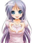  blue_eyes blue_hair heart heart_hands hiiragi_miki long_hair lucky_star shing_(sorairo_factory) solo sweater 