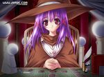  cape hat platinum_wind purple_hair ribbon witch 